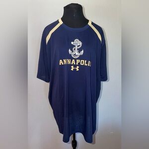 Under Armour Navy Threadborne Shirt Men 3XL XXXL Loose Heatgear Annapolis